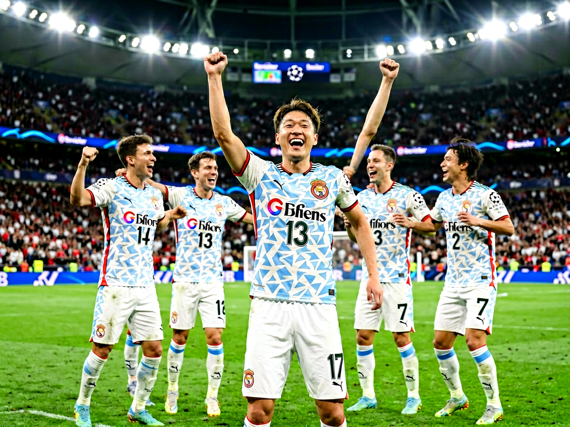 欧冠曼城晋级八强赛后庆祝画面